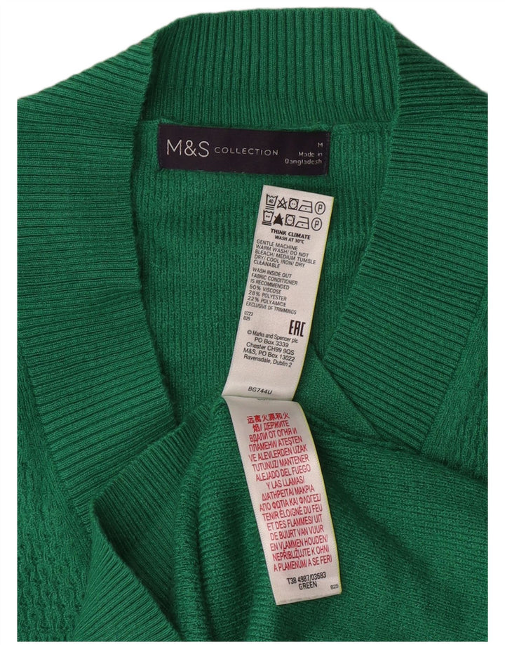 MARKS & SPENCER Suéter largo con cuello en V para mujer UK 44 Verde medio