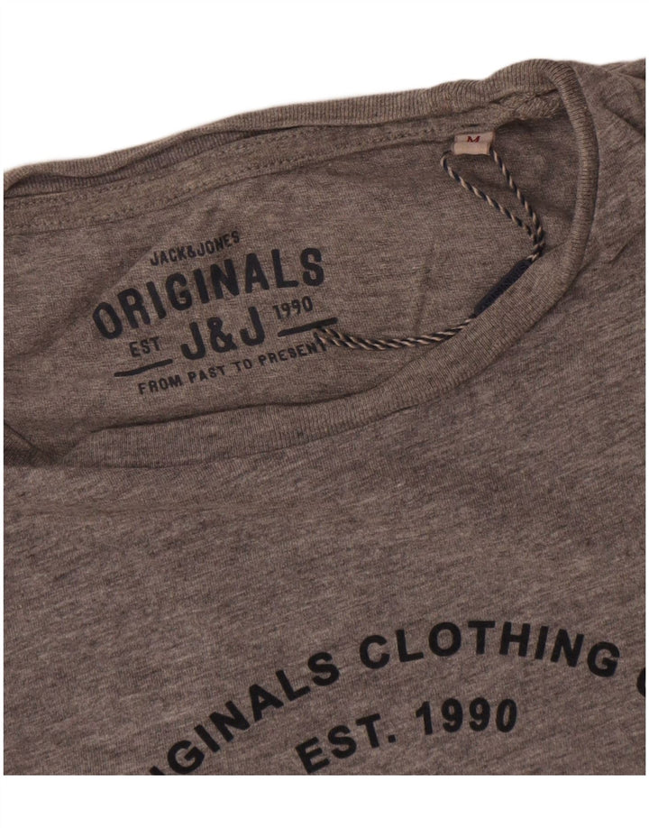 Jack & Jones Hombre Camiseta Gráfica Top Algodón Gris Medio