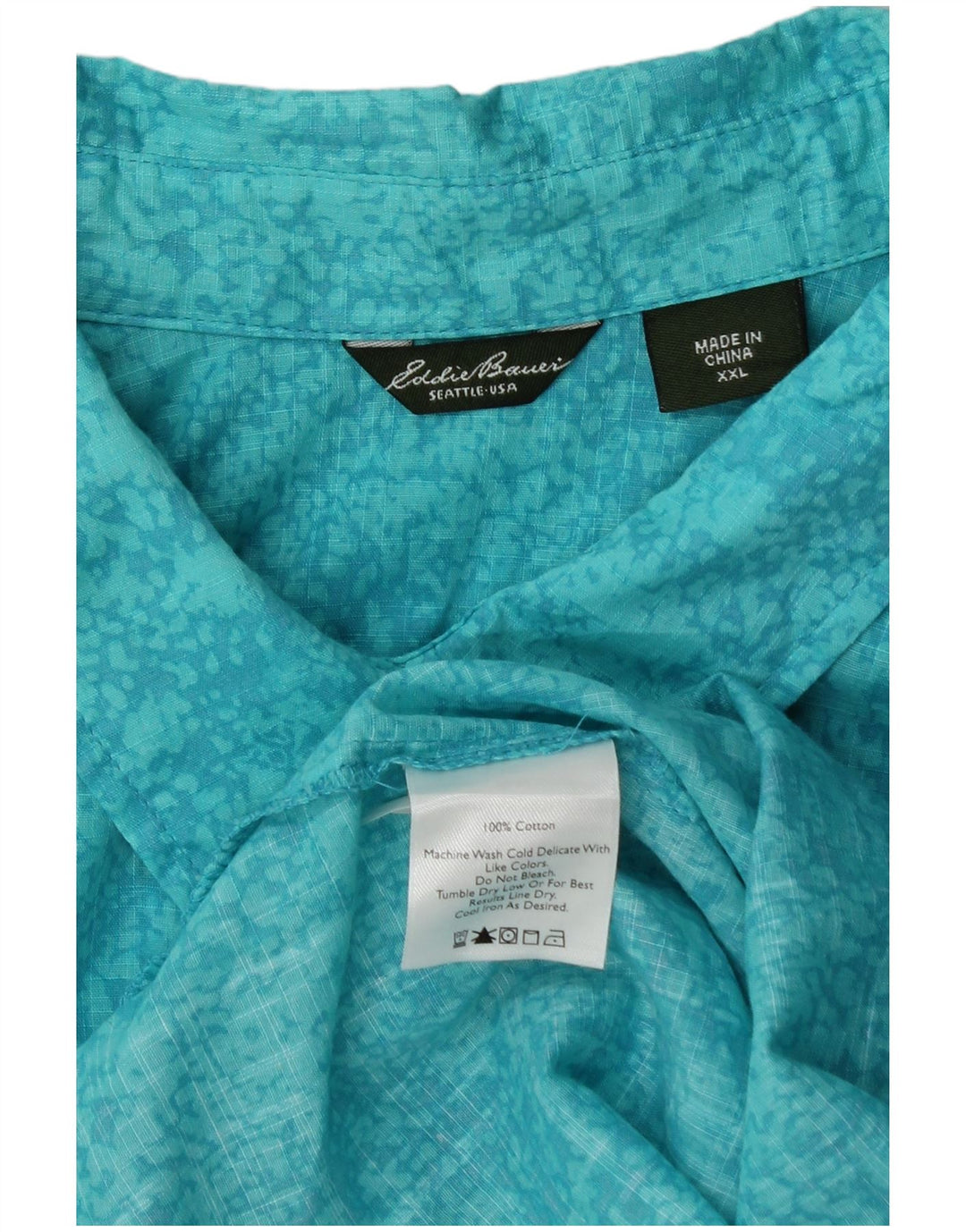 Eddie Bauer Camisa con patrón abstracto para mujer UK 20 2XL Algodón azul