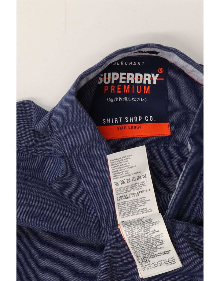 Camisa Superdry De Manga Corta Regular Fit De Algodón Azul Marino Mediano