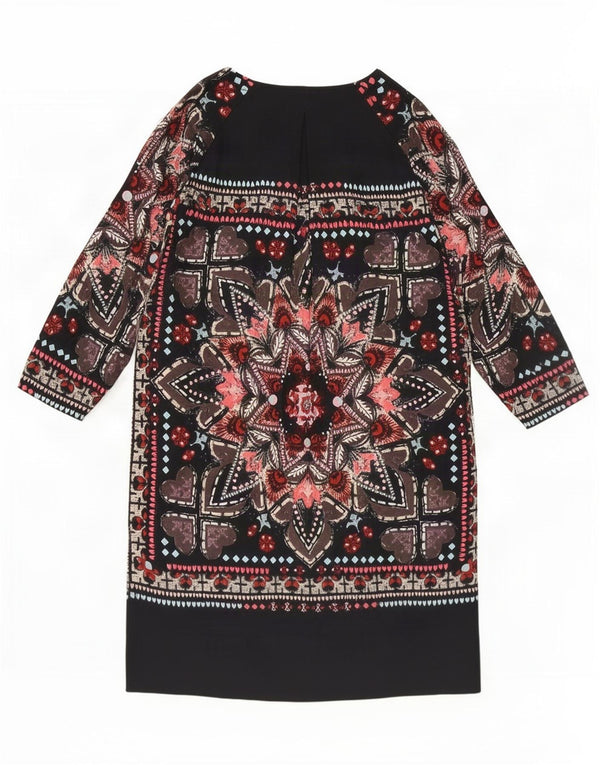 Odd Molly Vestido recto de manga 3/4 para mujer UK 40 Medio azul marino geométrico