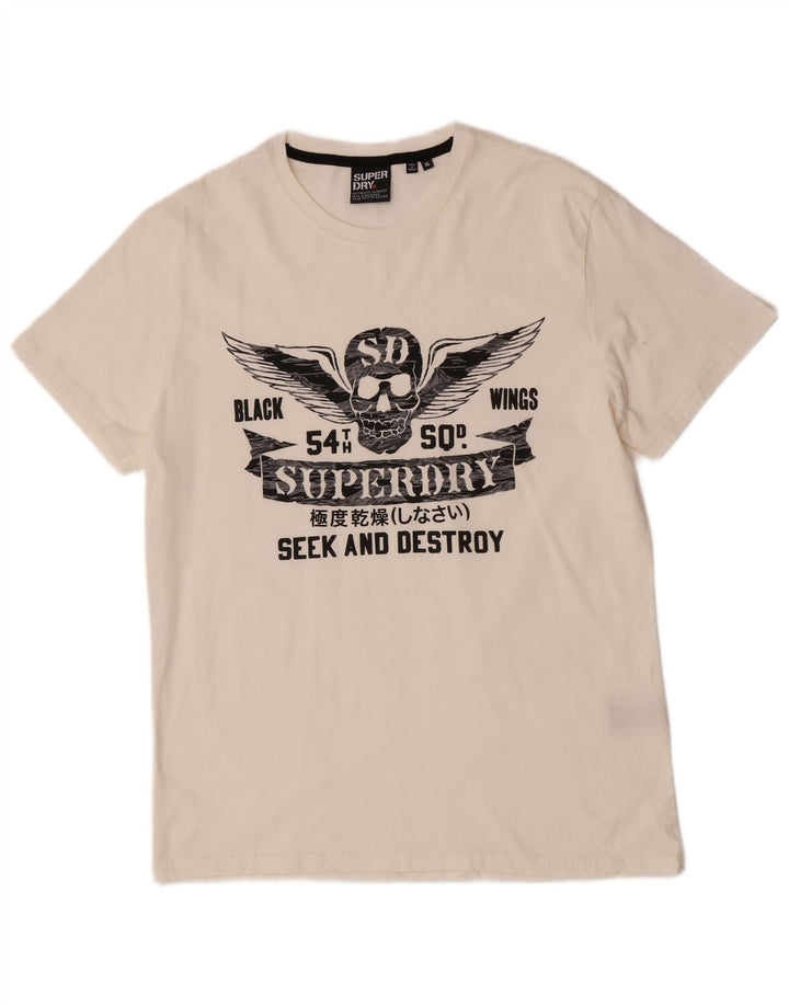Superdry Hombre Camiseta Gráfica Top XL Algodón Blanco