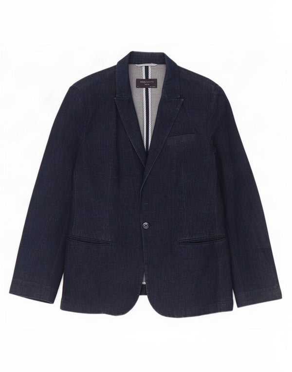Marks & Spencer Chaqueta tipo blazer con 1 botón para mujer, talla 44, talla mediana, azul marino