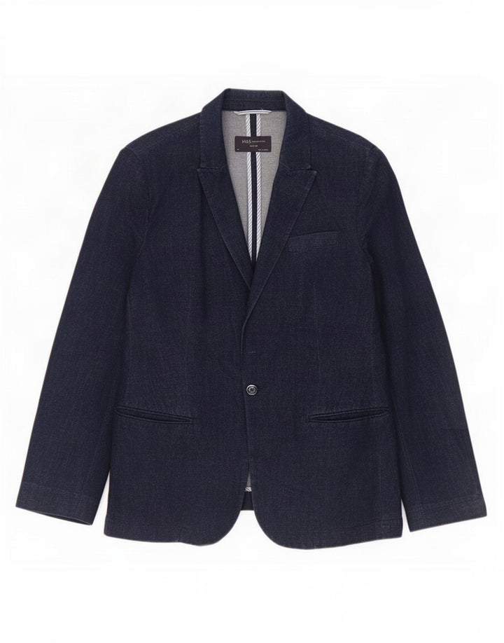 Marks & Spencer Chaqueta tipo blazer con 1 botón para mujer, talla 44, talla mediana, azul marino
