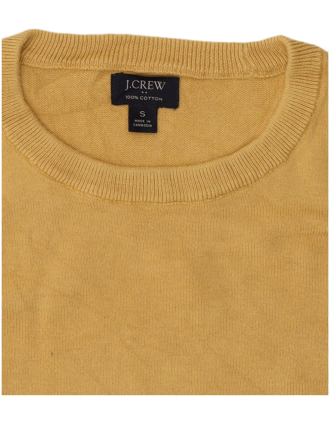 J. Crew Jersey de cuello redondo para hombre, talla pequeña, algodón amarillo