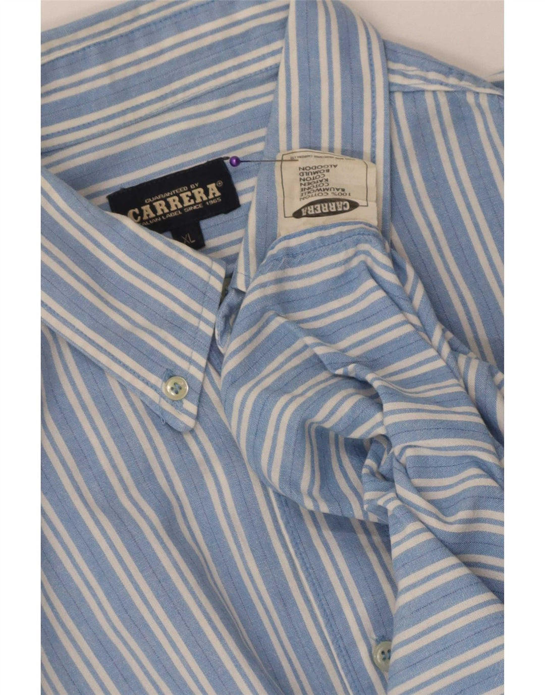 Camisa Carrera Hombre XL Algodón Rayas Azul