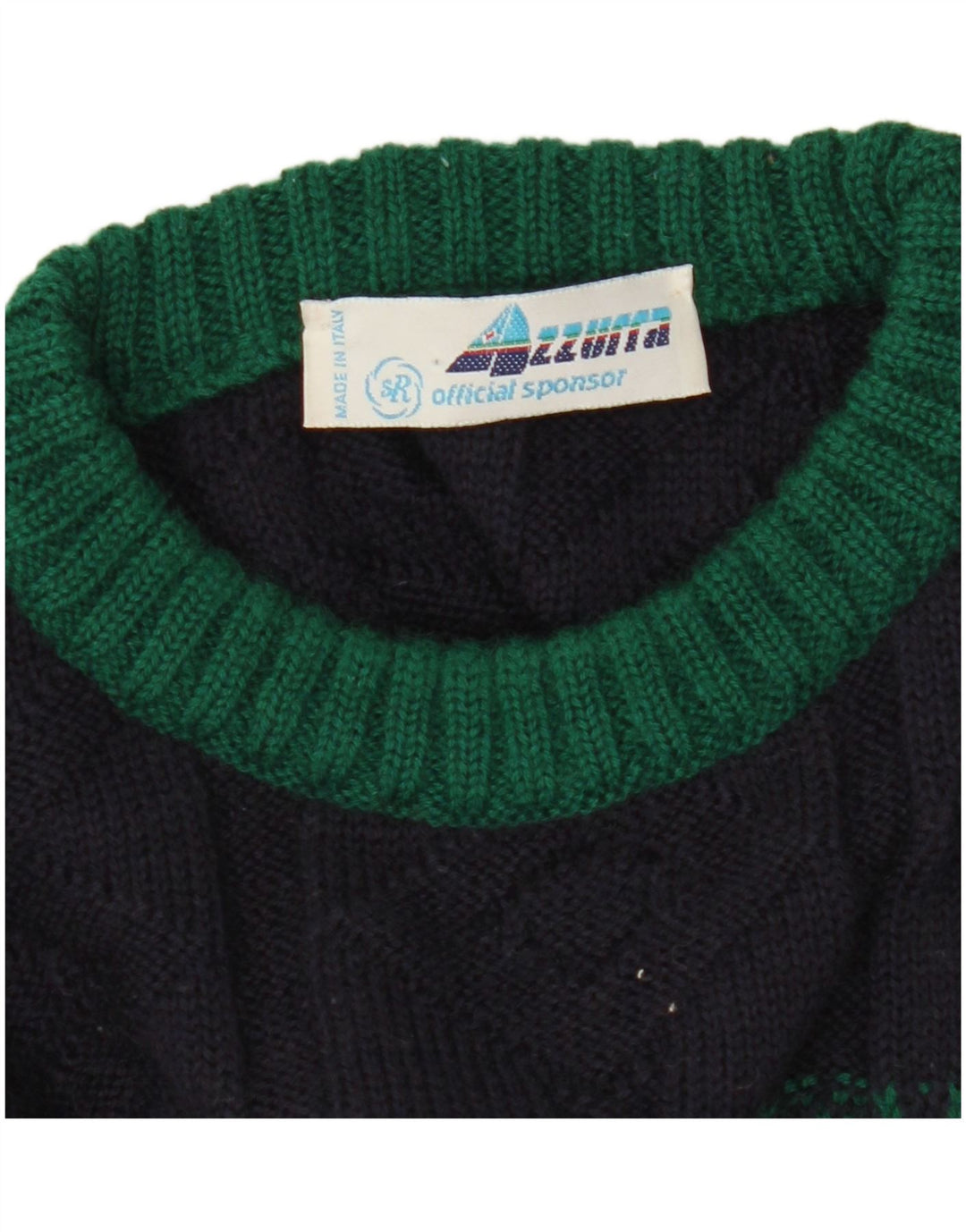 Azzurra Jersey de cuello redondo para hombre IT 50 Medium azul marino geométrico