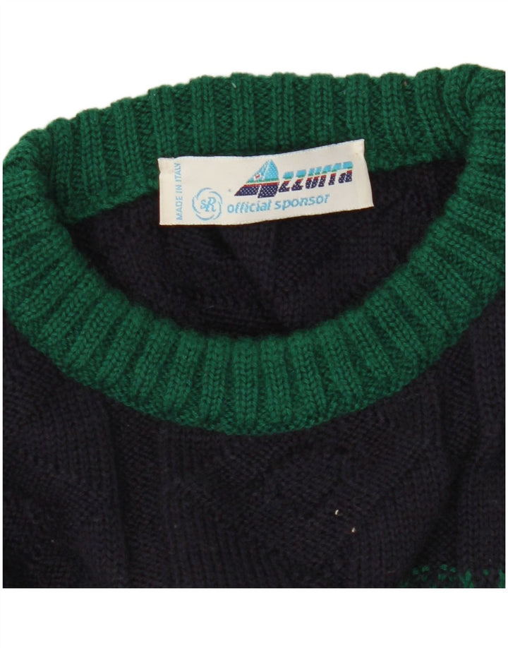 Azzurra Jersey de cuello redondo para hombre IT 50 Medium azul marino geométrico