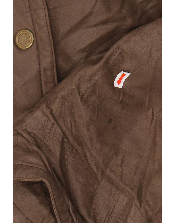 VINTAGE Womens Oversized Leather Coat IT 42 Medium Brown Leather