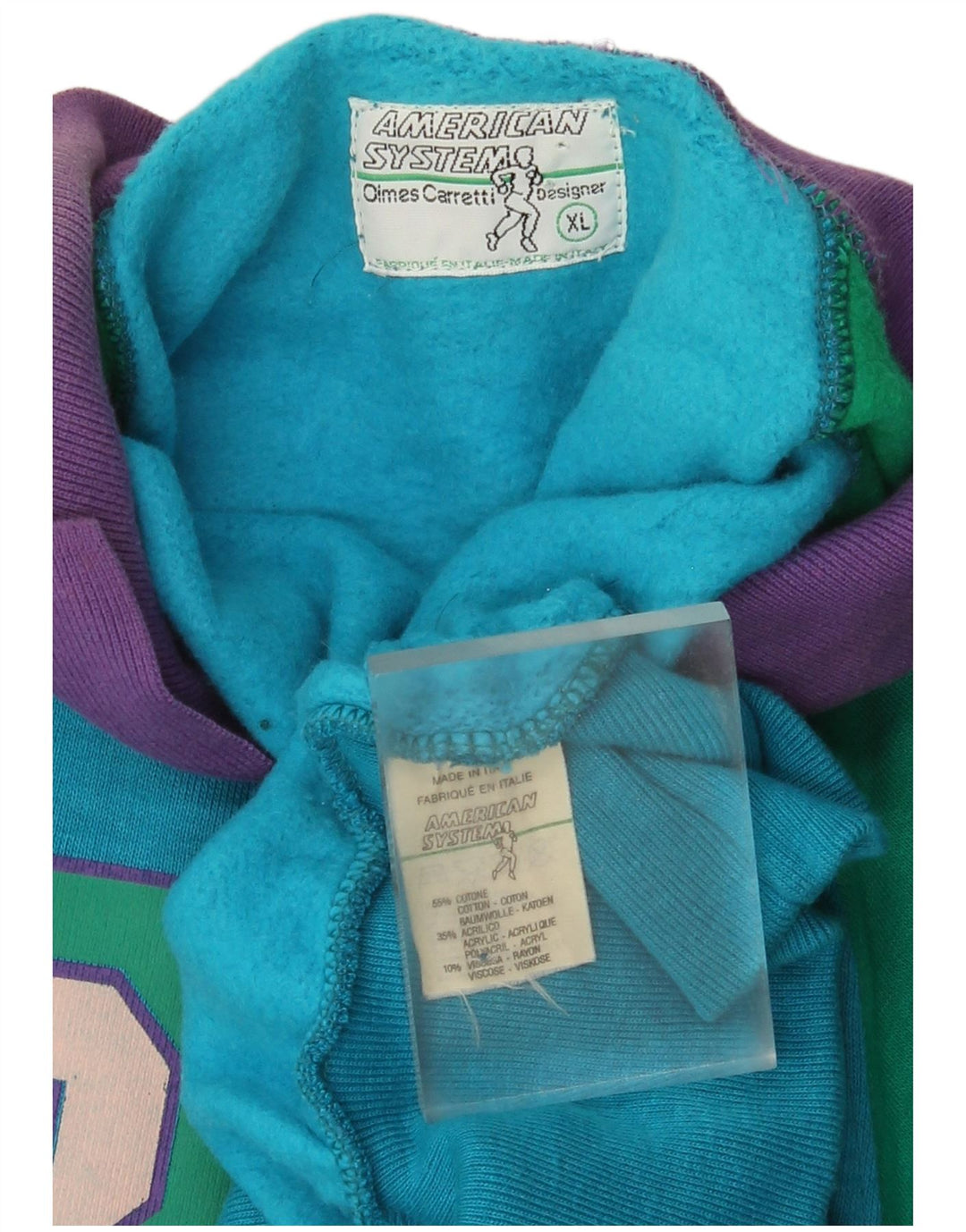 American System Sudadera gráfica para hombre Jumper XL Azul Colorblock