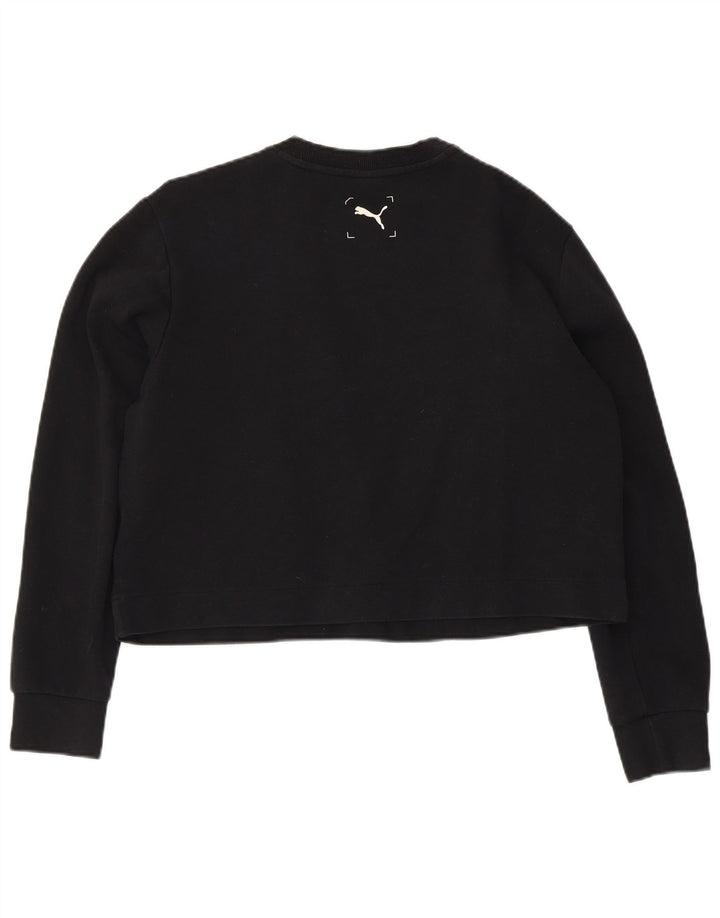 Puma Mujer Graphic Crop Sudadera Jumper UK 14 Medium Negro