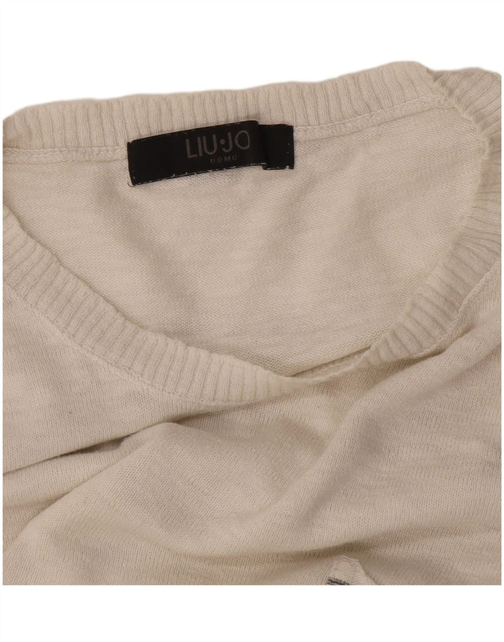 Liu Jo - Jersey de cuello redondo para hombre, talla grande, color blanco