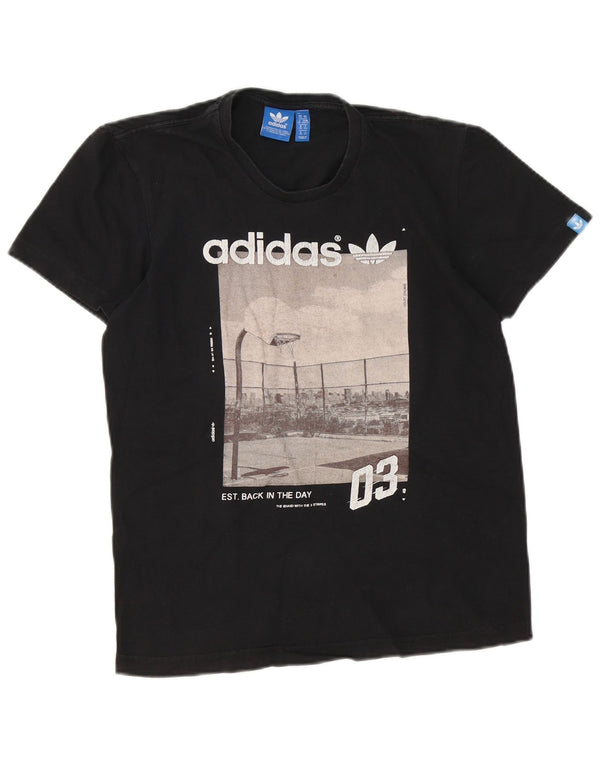 Adidas Hombre Camiseta Gráfica Top XS Algodón Negro