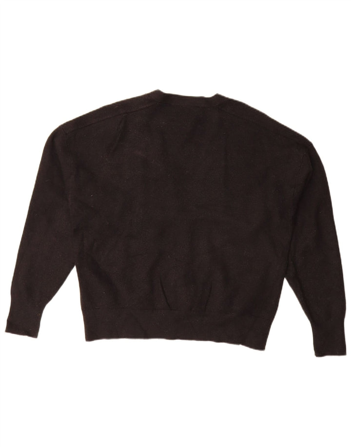 Zara Mujer Crop Cardigan Suéter UK 44 Medio Viscosa Negra