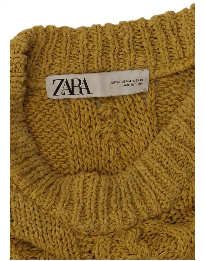 Zara - Jersey extragrande con cuello redondo para mujer, talla 40, color amarillo mediano