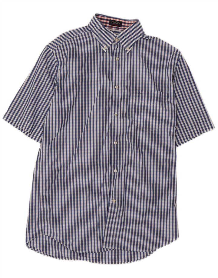 Paul & Shark Camisa de manga corta para yates para hombre Talla 40 Cuadros azules medianos