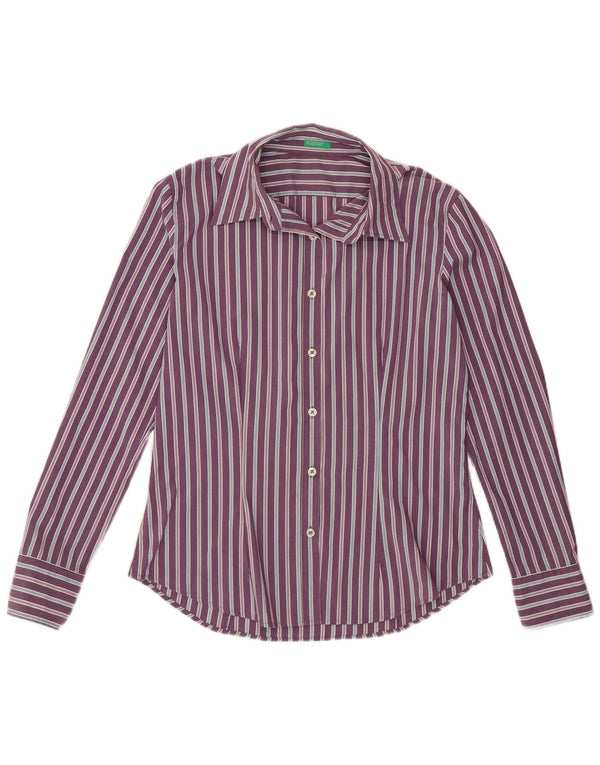 BENETTON Camisa para mujer UK 46 Grande Púrpura Rayas