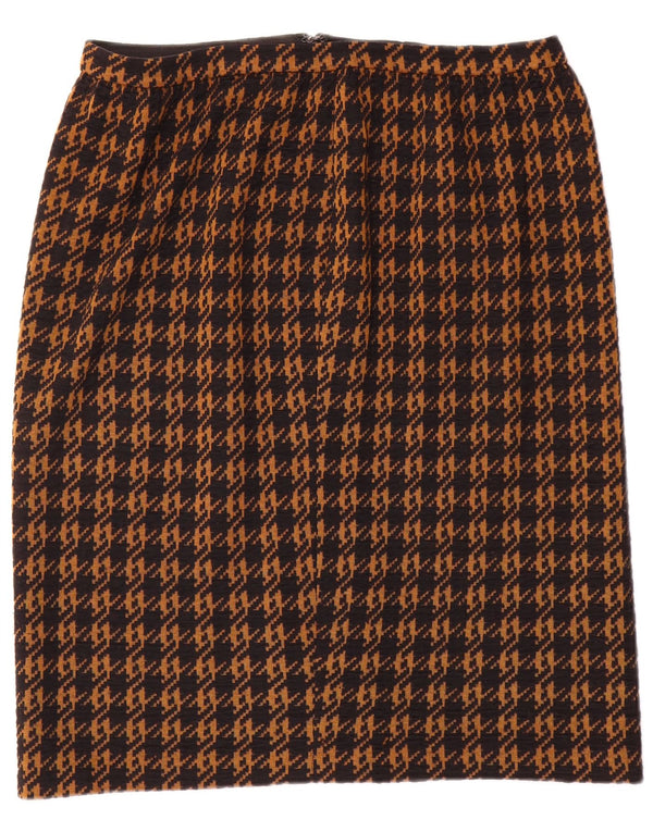 Falda recta vintage para mujer W32 pata de gallo marrón grande