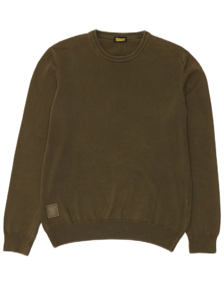 Blauer Hombre Jersey De Cuello Redondo Jersey Small Verde Algodón
