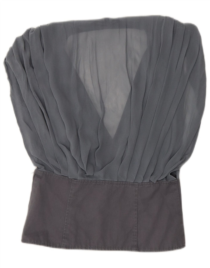 French Connection Blusa para mujer Top UK 6 XS Algodón gris