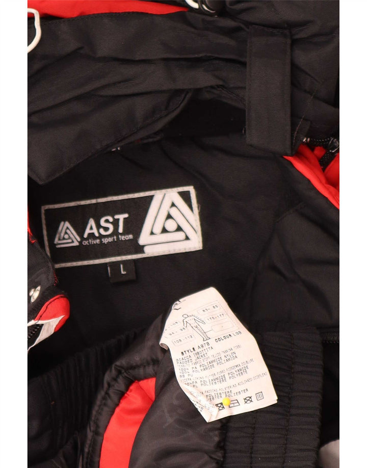 AST Chaqueta de esquí con capucha para hombre, talla 40, talla grande, color negro, poliamida
