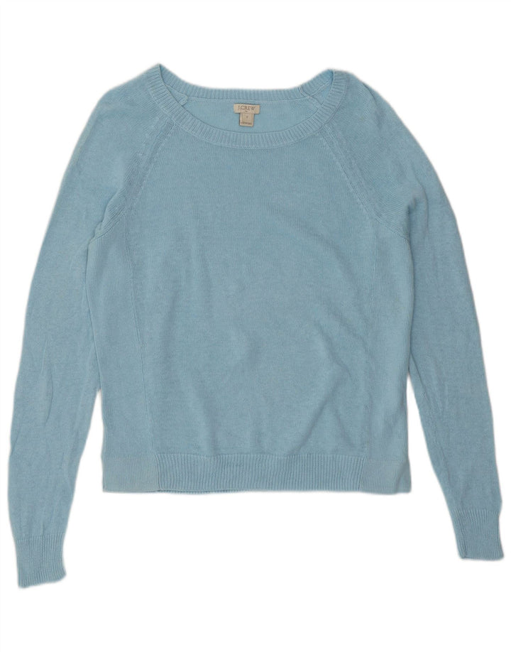 J. CREW Suéter corto con cuello barco para mujer UK 10 Small Blue Linen