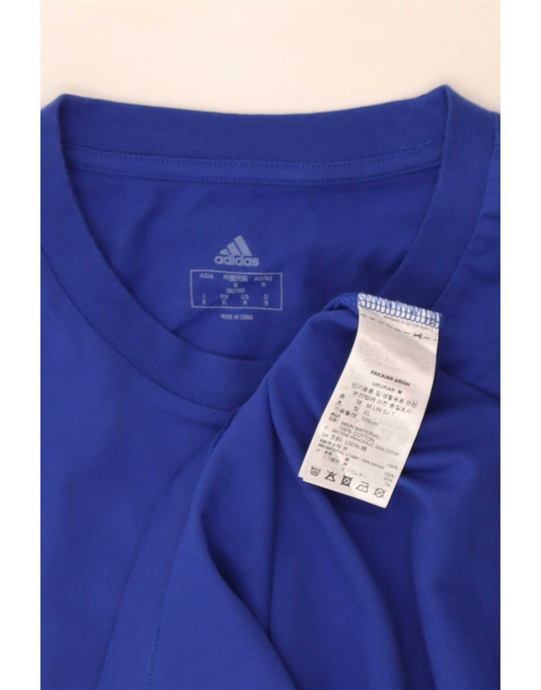 Adidas Hombre Camiseta Gráfica Top Algodón Azul Medio