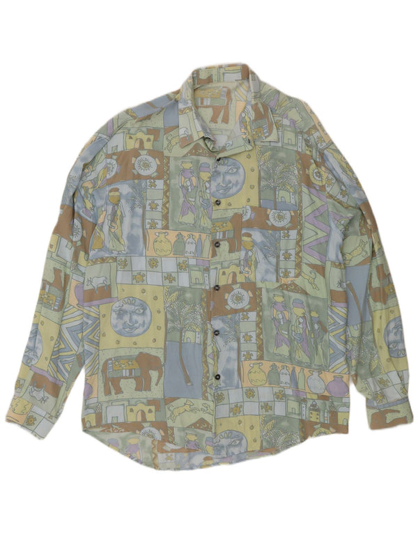 Camisa vintage para hombre grande patchwork multicolor