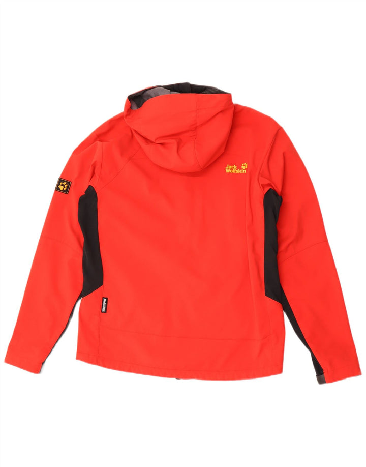 Jack Wolfskin Chaqueta impermeable con capucha para hombre UK 36/38 Medium Red Colourblock