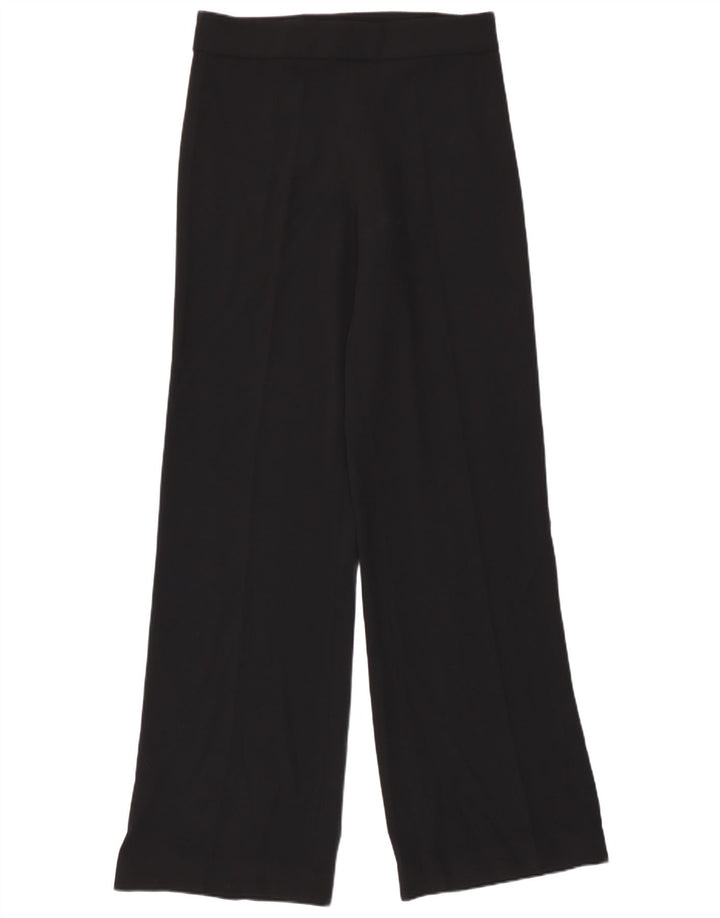 Zara Mujer Pantalones Casuales De Pierna Ancha Medianos W30 L33 Poliéster Negro