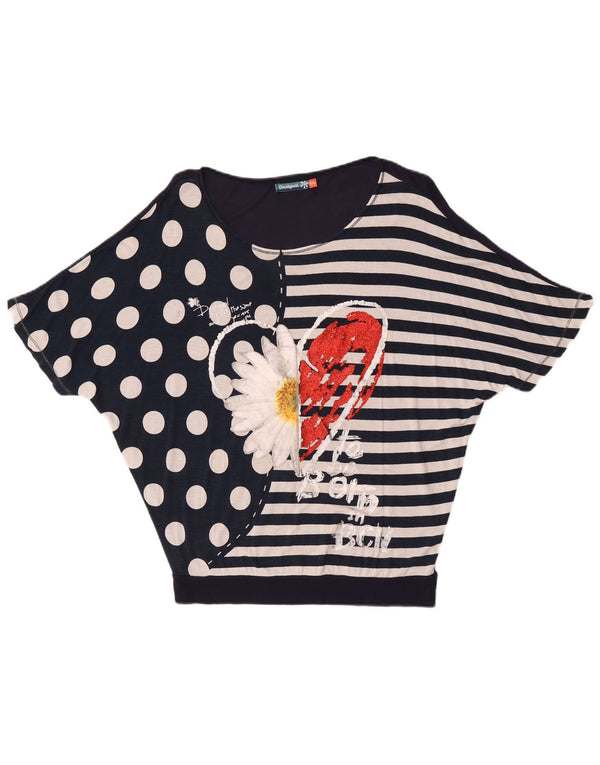Desigual Blusa con estampado de alas de murciélago para niña 13-14 años Azul marino a rayas