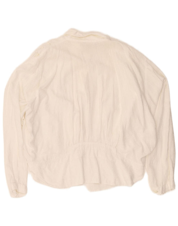 Vintage mujer camisa blusa Reino Unido 16 algodón blanco grande