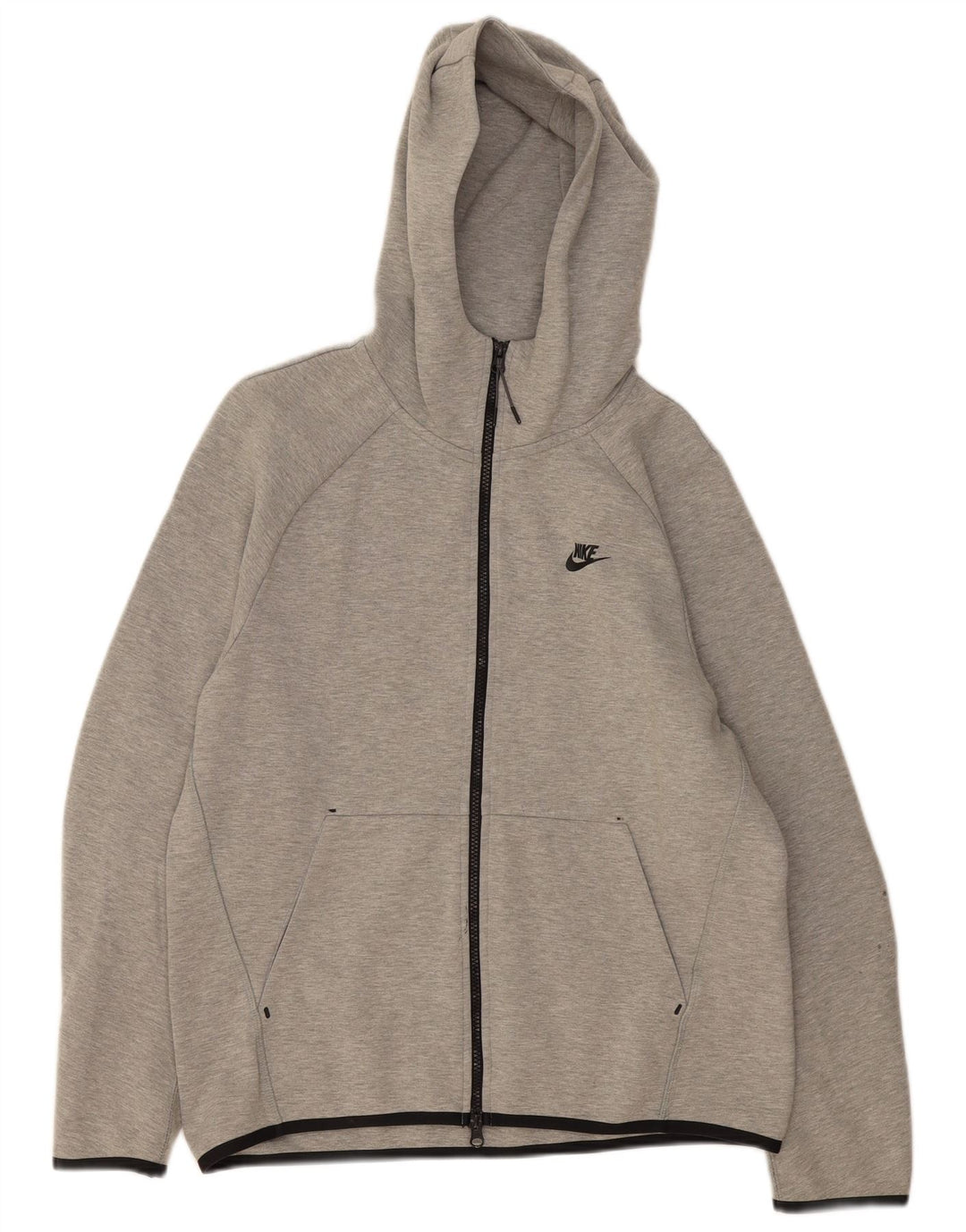 NIKE Sudadera con capucha y cremallera para mujer UK 14 Algodón moteado gris medio