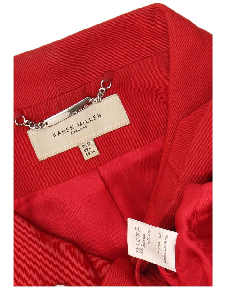 KAREN MILLEN Abrigo de manga 3/4 para mujer UK 10 Pequeño Algodón rojo