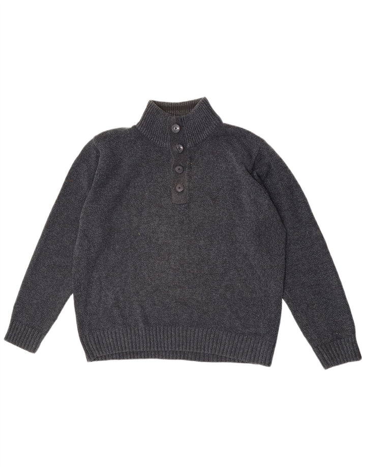 Marks & Spencer Jersey con cuello y botones para hombre, talla grande, moteado en azul marino