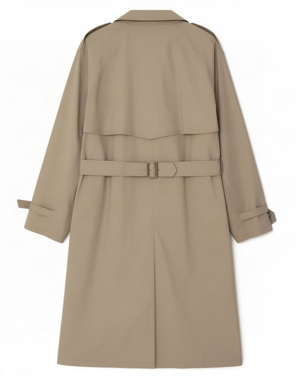 Vintage hombres doble pecho gabardina Reino Unido 36 pequeño algodón beige