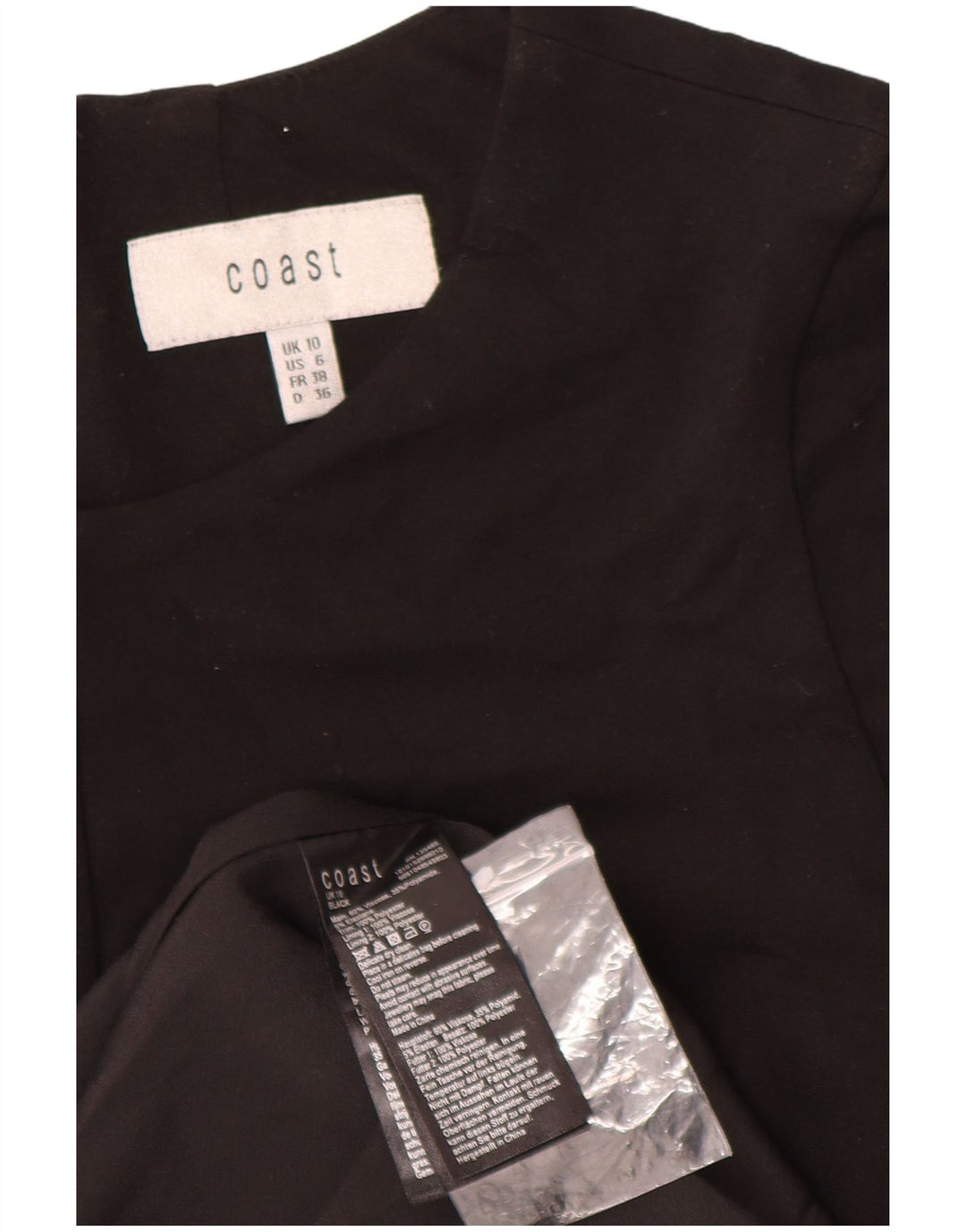 Coast Vestido largo asimétrico para mujer UK 40 Small Viscosa negra