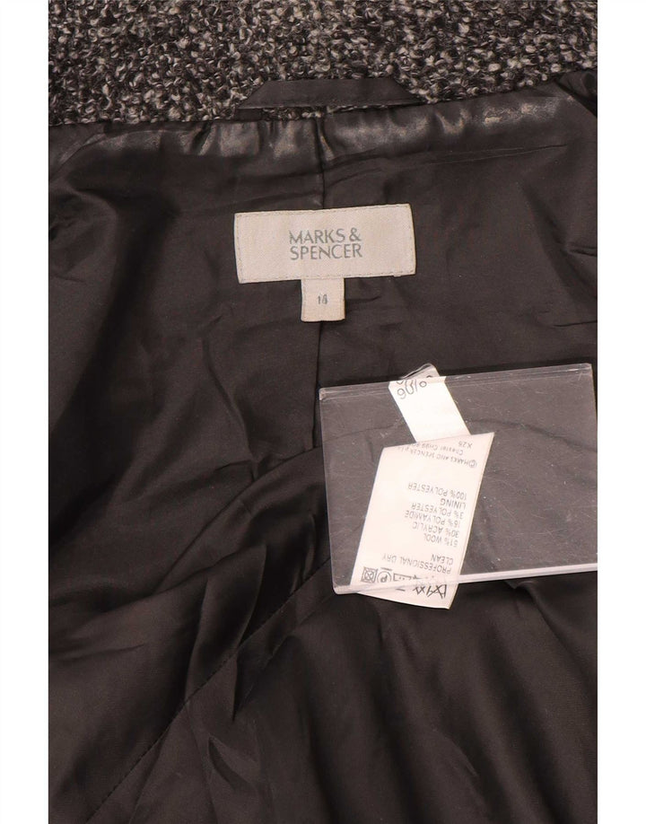 Marks & Spencer Chaqueta tipo blazer de 2 botones para mujer UK 44 Grande Lana moteada gris