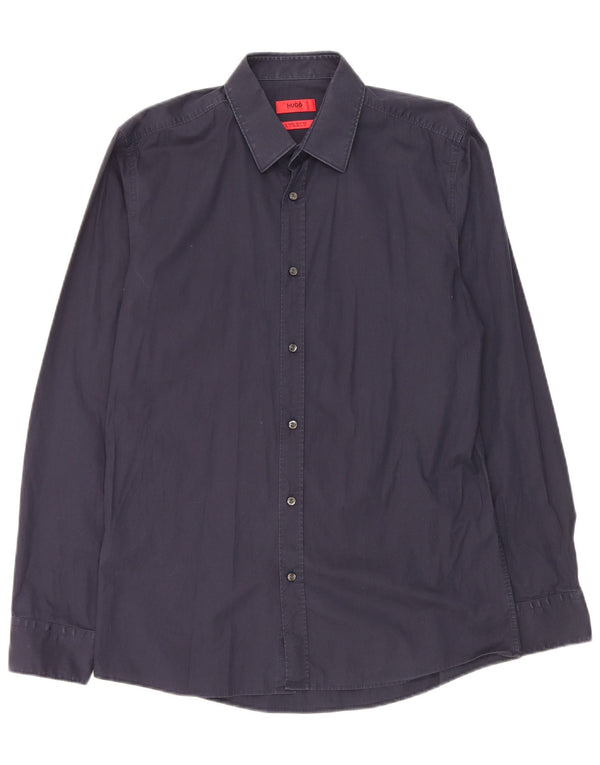 Camisa Hugo Boss Hombre Extra Slim Fit Talla 40 Mediana Azul Marino Algodón