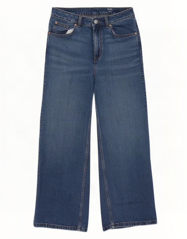 Marks & Spencer Vaqueros de pierna ancha para mujer UK 12 Medium W30 L28 Algodón azul