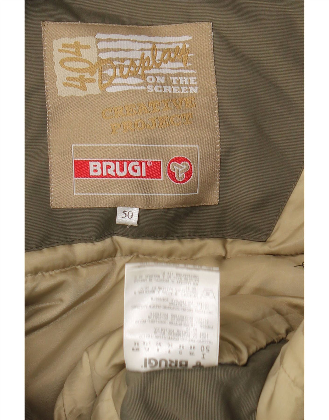 Brugi Chaqueta acolchada con capucha para hombre UK 40 Large Caqui Poliamida