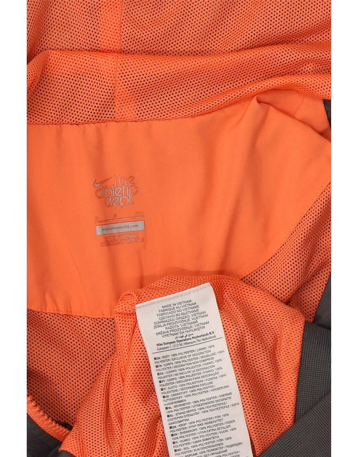 Nike Chaqueta impermeable con capucha para mujer UK 10 Small Gris Poliéster Deportes