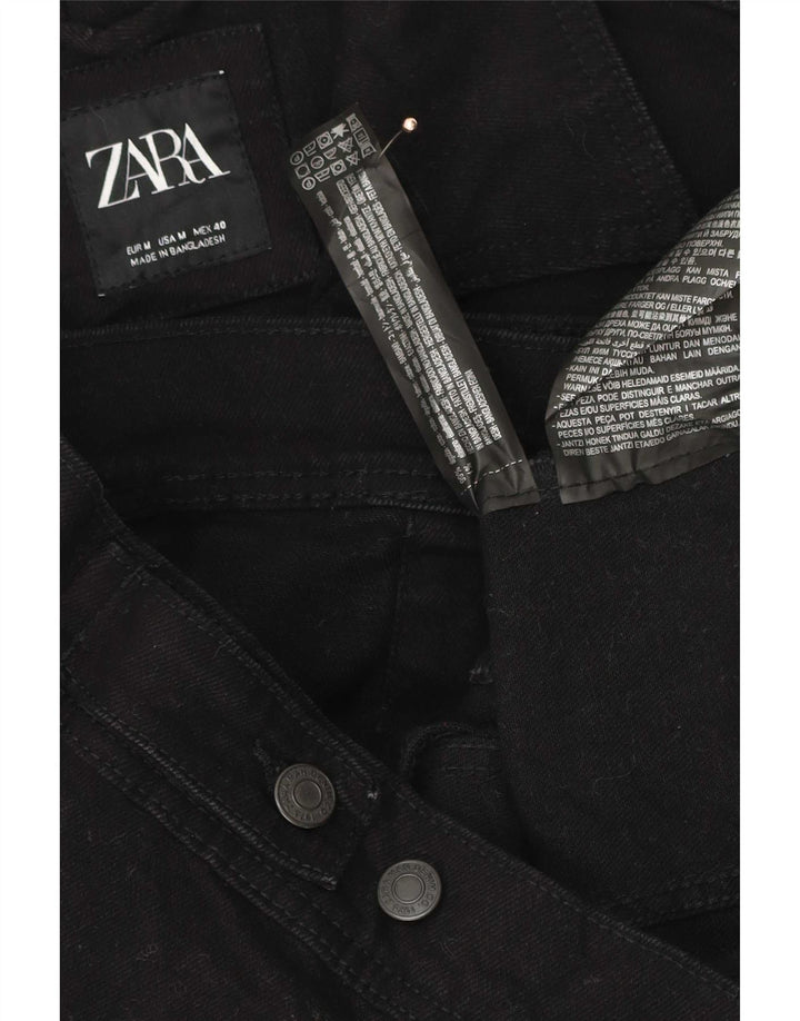 Zara Chaqueta Vaquera Hombre UK 38 Mediana Algodón Negro