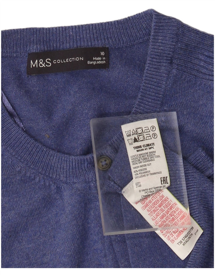 MARKS & SPENCER Suéter tipo cárdigan para mujer UK 10 Small Blue Viscosa