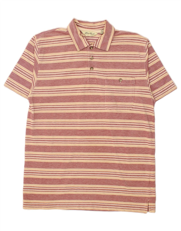 EDDIE BAUER Mens Polo Shirt Medium Red Striped Cotton Vintage Eddie Bauer and Second-Hand Eddie Bauer from Messina Hembry 