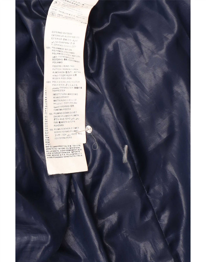 Benetton Mujer Abrigo Acolchado Con Capucha IT 42 Medium Azul Marino Poliamida