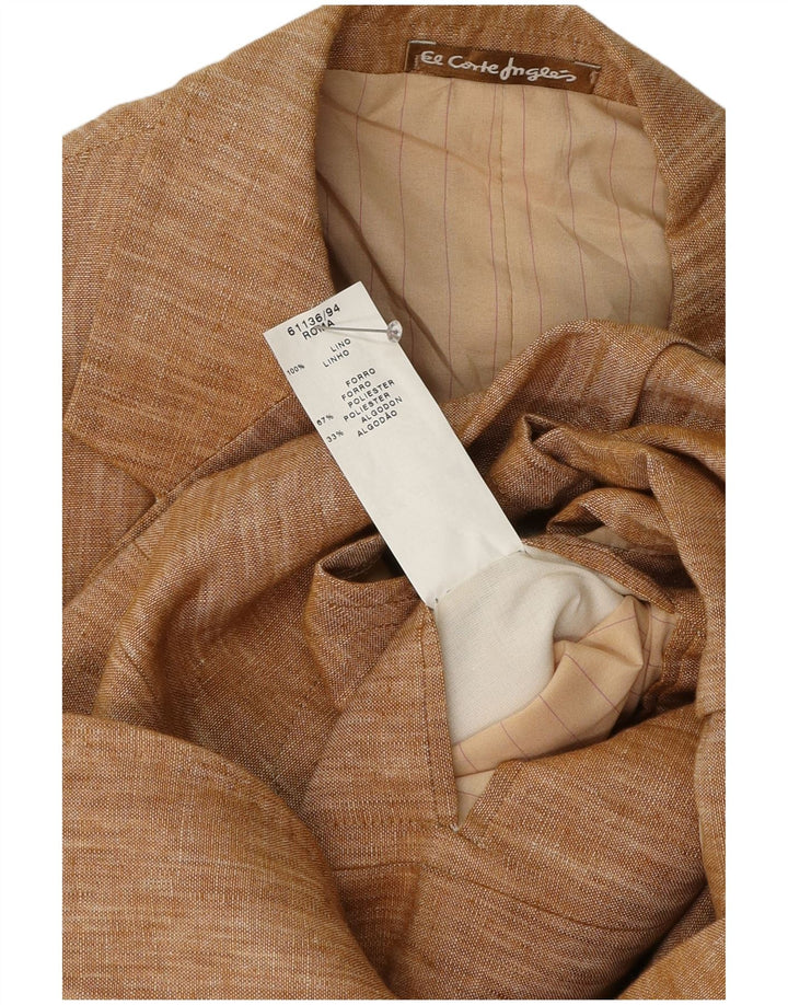 El Corte Inglés Chaqueta tipo blazer de 3 botones para hombre IT 50 Large Brown Linen
