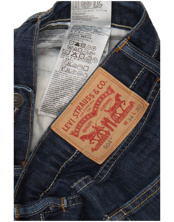 Levi's Hombre 504 Vaqueros Cropped W34 L25 Algodón Azul Marino