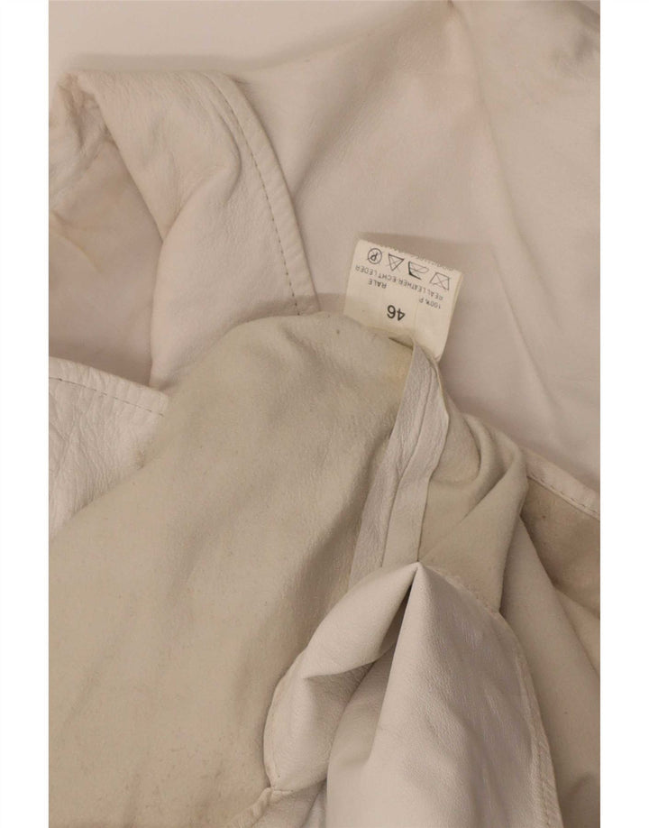 Vintage mujer sobrecamisa camisa de cuero IT 46 grande blanco