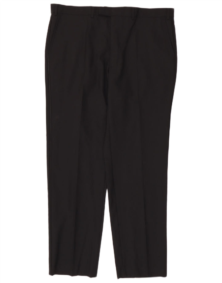 Marks & Spencer Pantalón de traje recto para hombre W40 L33 Lana negra
